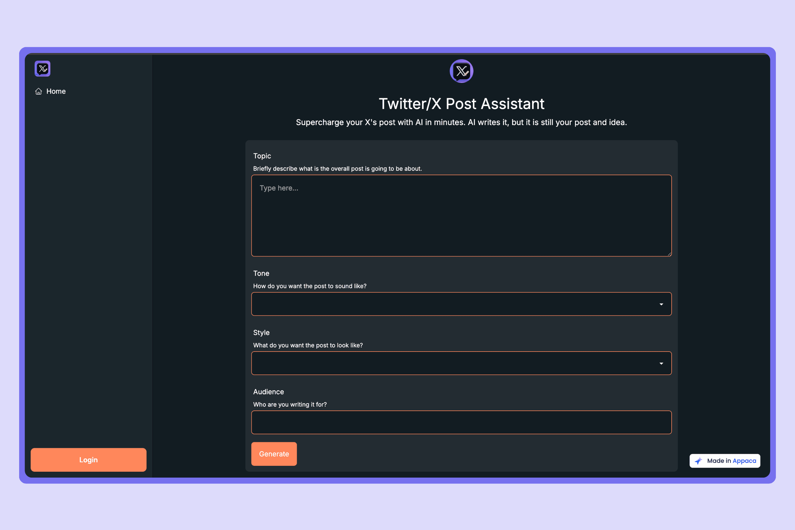 Twitter/X Post Generator
